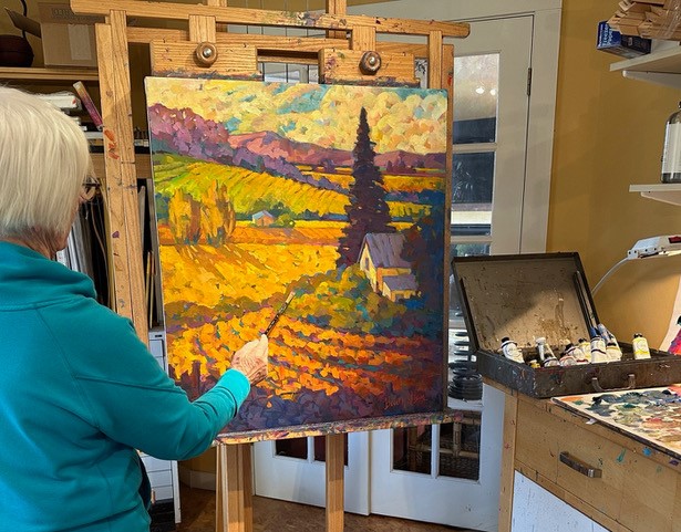 Artist Beverly Wilson painting Golden Hour